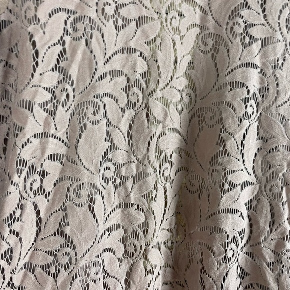 LOGO by Lori Goldstein Tan Taupe Lace Open Front Cardigan large - Picture 4 of 6